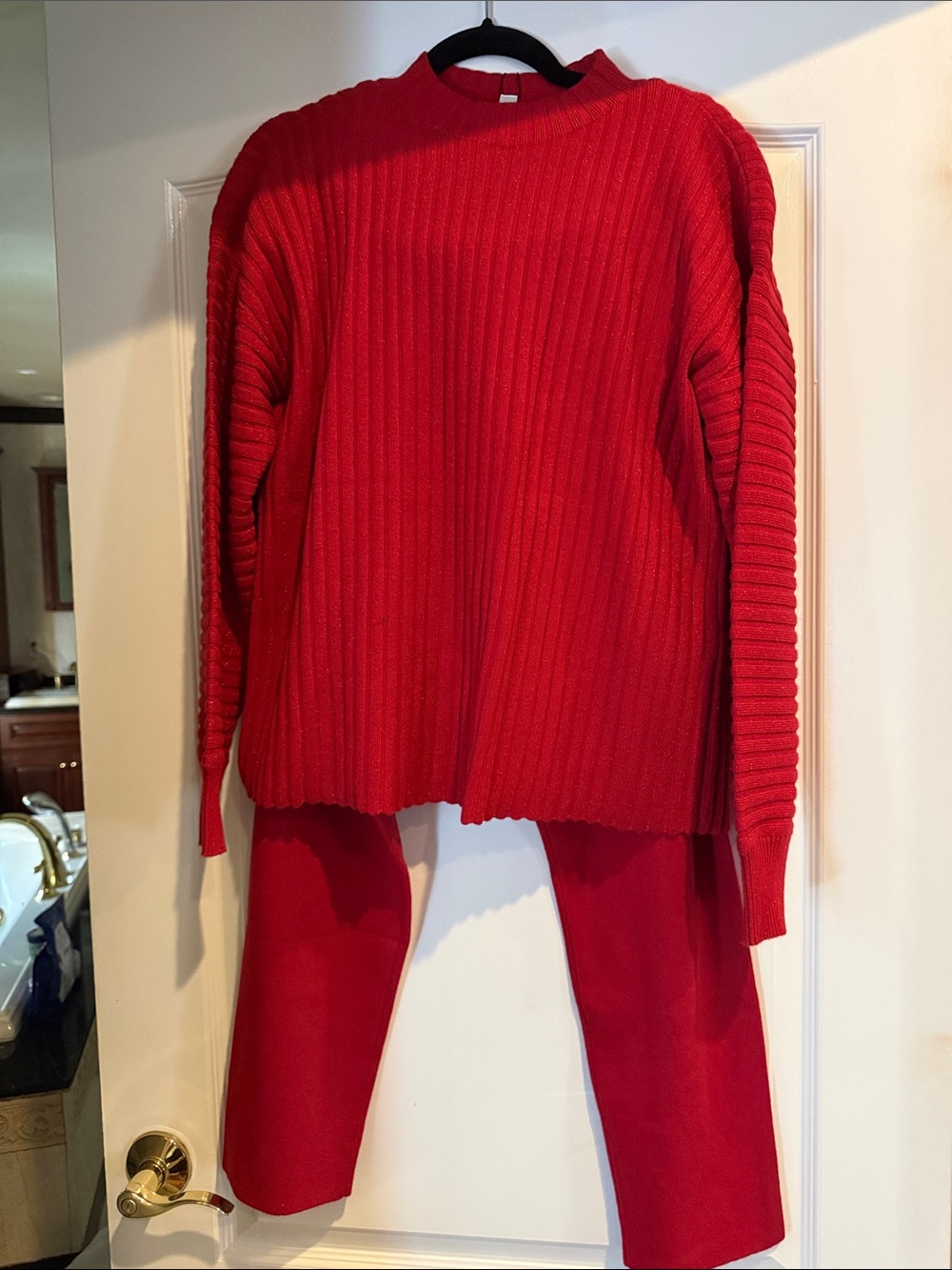 Chico's Red Ribbed Sweater Set Chicos size 2 (med) NWT